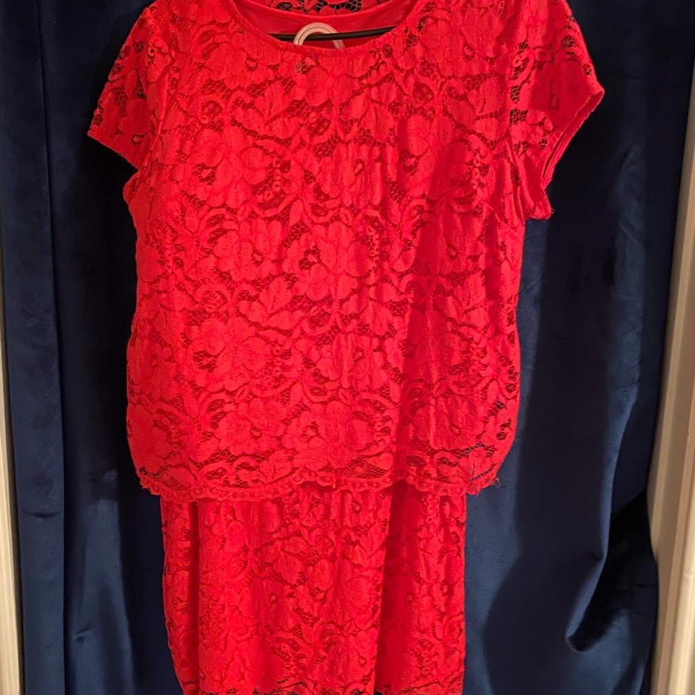 Cato pink lace skirt and top